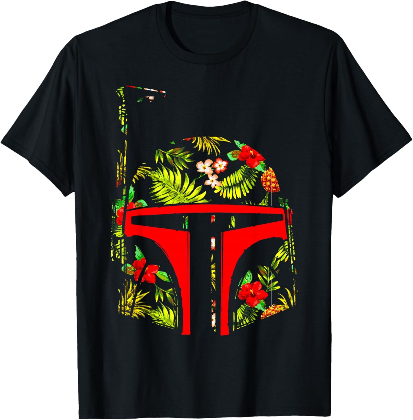 Star Wars Boba Fett Tropical Print Helmet T-Shirt - T-Shirt | Black