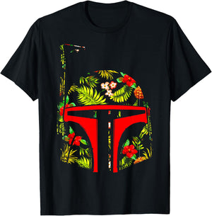Star Wars Boba Fett Tropical Print Helmet T-Shirt - T-Shirt | Black