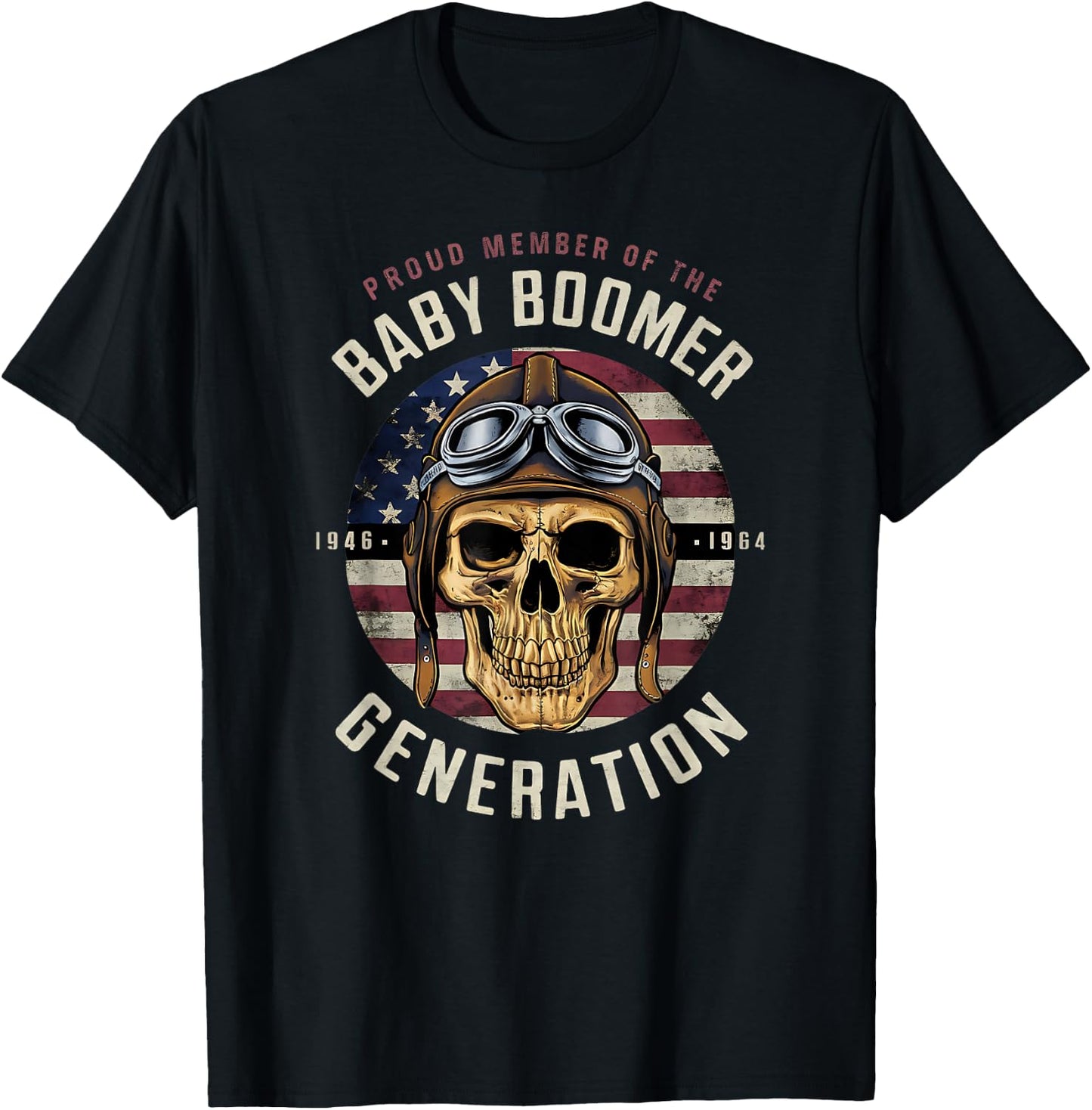 Baby Boomer Skull Patriotic Gifts 1946-1964 T-Shirt - T-Shirt | Black