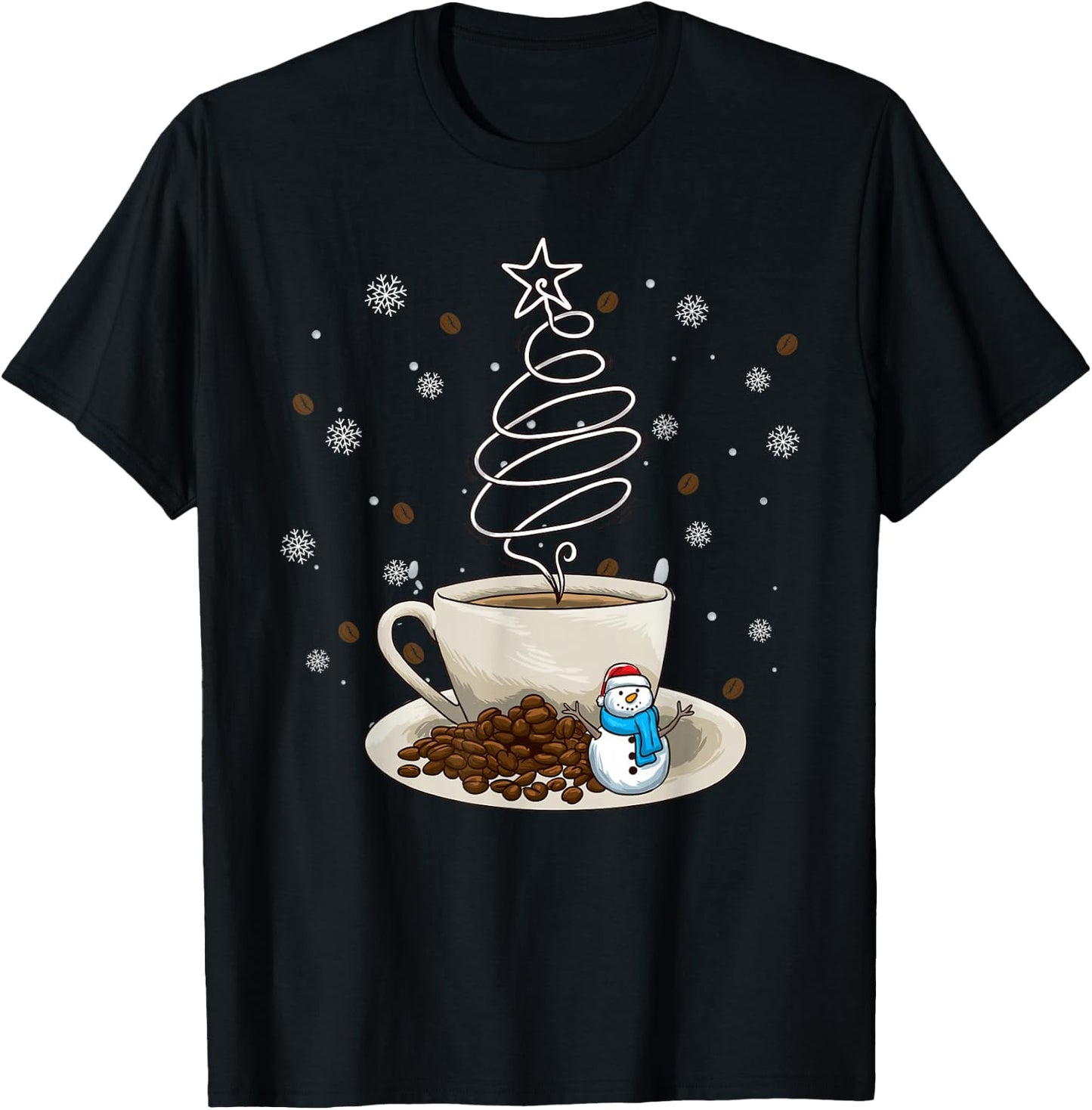 Fun Winter Snowman Holiday Coffee Drinker Barista T-Shirt - T-Shirt | Black
