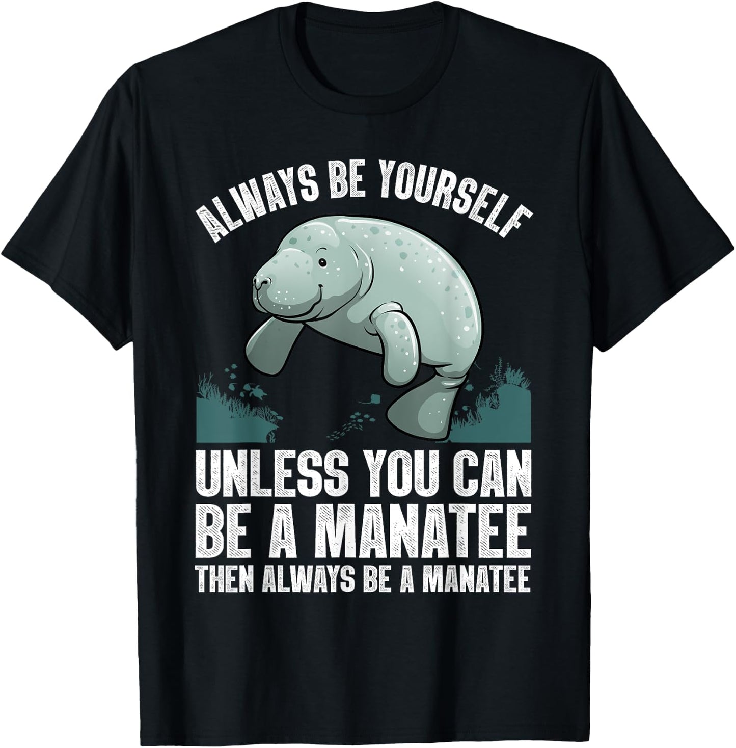 Funny Manatee Design Women Boys Girls Manatee Lover T-Shirt - T-Shirt | Black