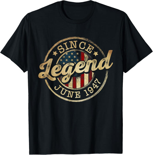 Legend Since June 1947 Vintage 79th Birthday Classic T-Shirt - T-Shirt | Black