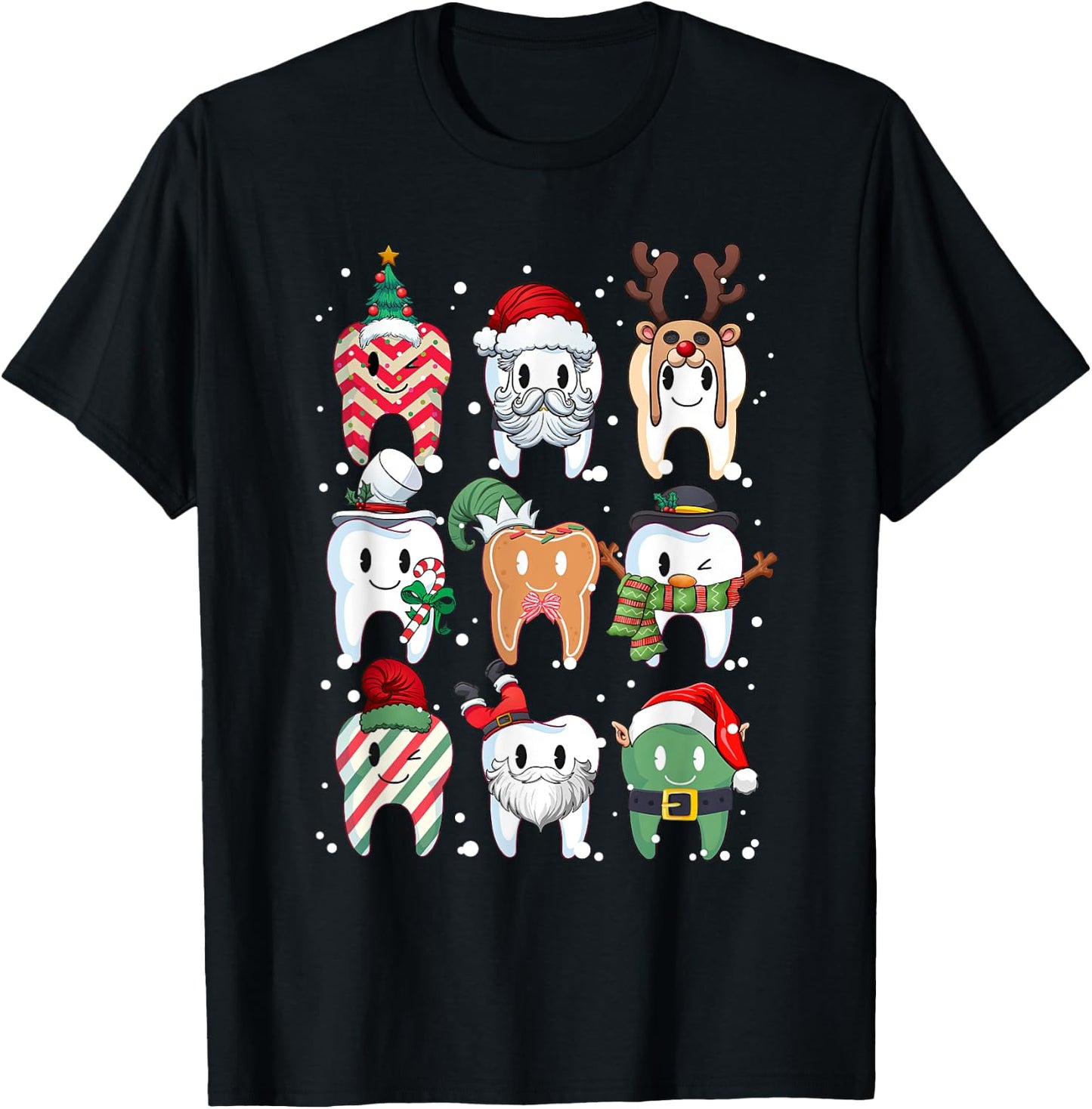 Tooth Dentist Dental Assistant Teeth Christmas Xmas Pajamas T-Shirt - T-Shirt | Black