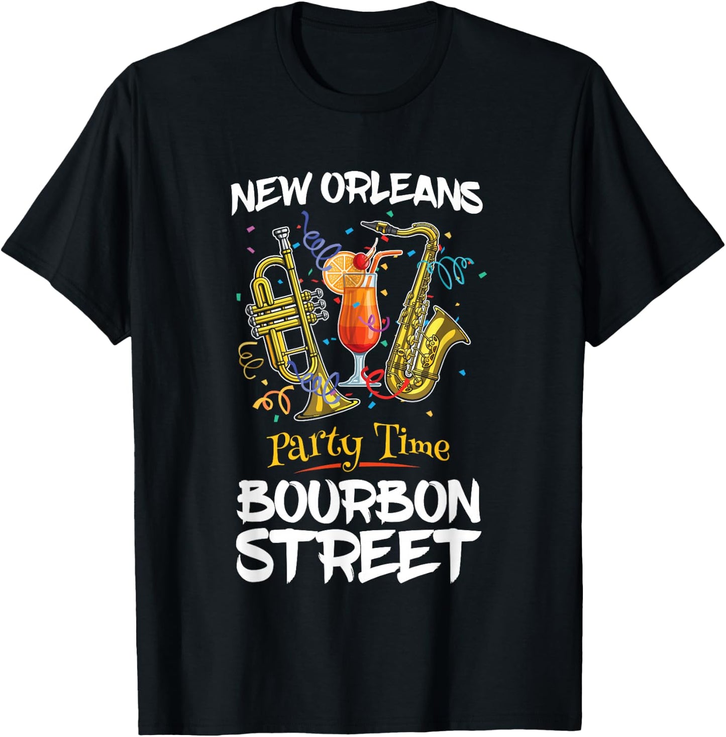 New Orleans Louisiana Bourbon Street Jazz Party Souvenir T-Shirt - T-Shirt | Black