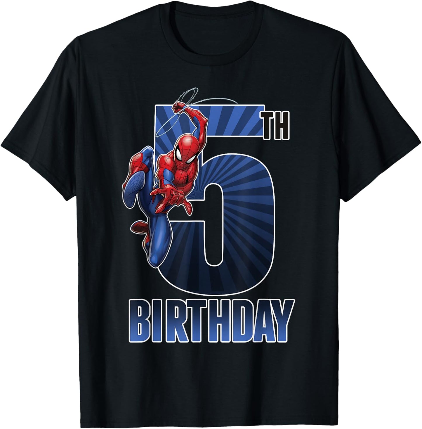 Marvel Spider-Man Swinging 5th Birthday Graphic Small T-Shirt - T-Shirt | Black
