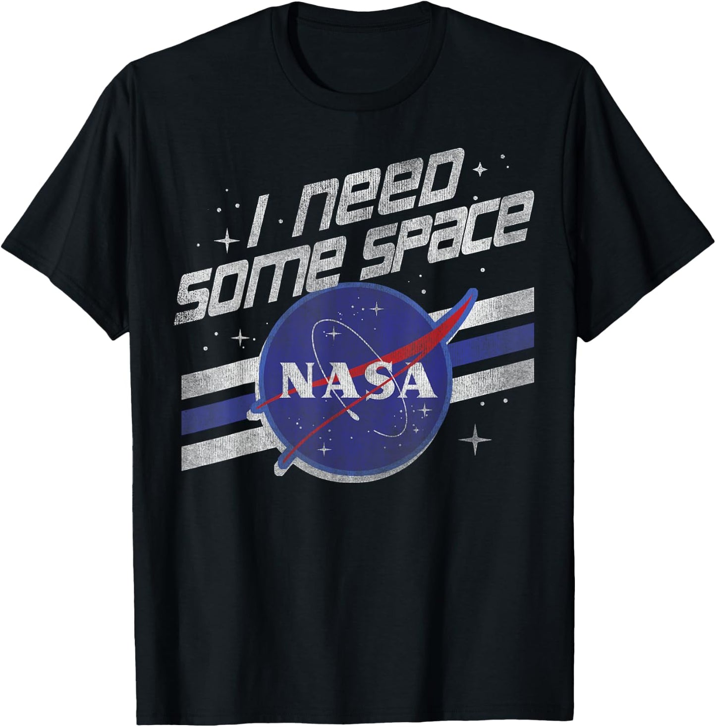 NASA I Need Some Space Vintage Retro Stripe Badge T-Shirt - T-Shirt | Black