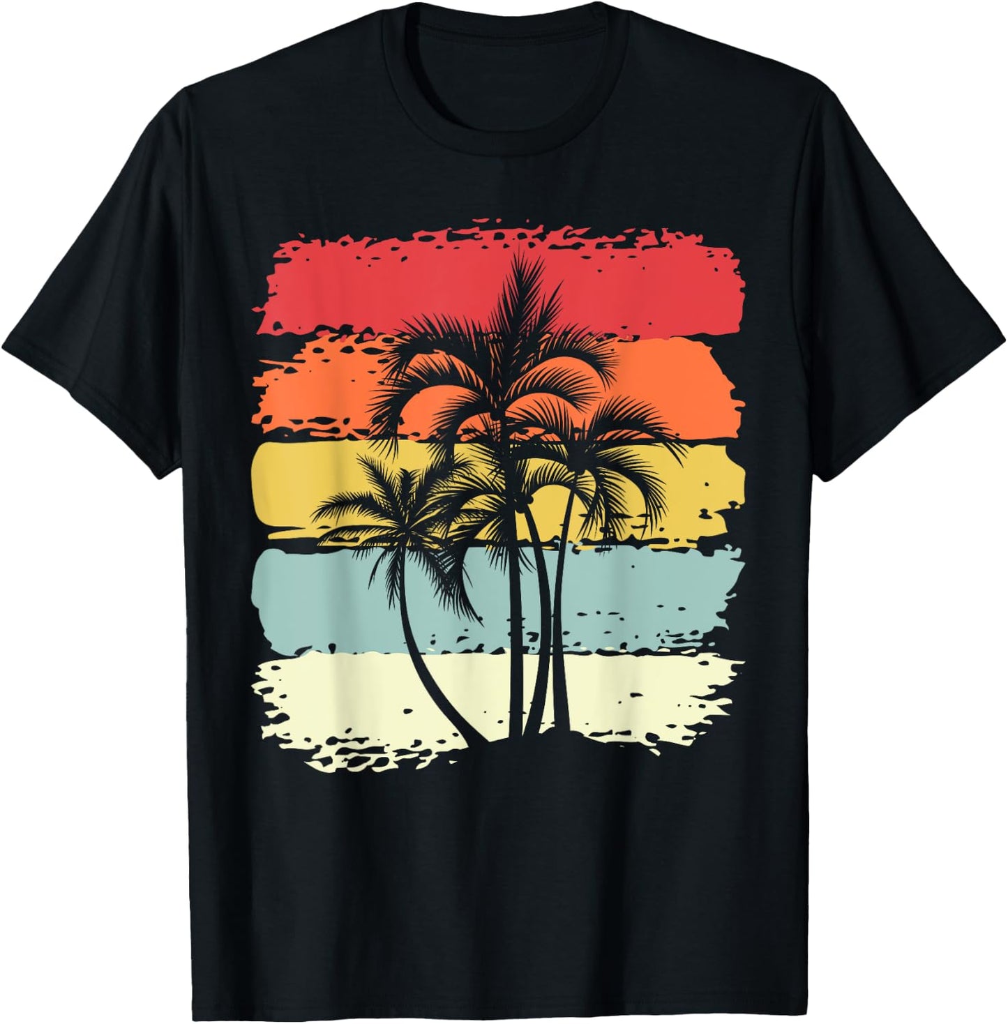 Palm Tree Retro Style Tropical Beach T-Shirt - T-Shirt | Black