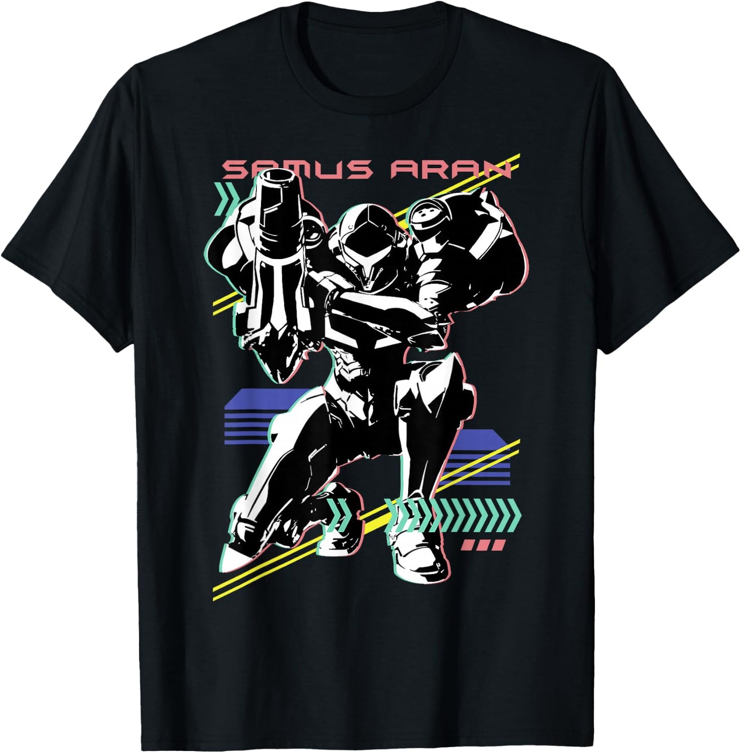 Nintendo Metroid Samus Aran Retro Neon Poster T-Shirt - T-Shirt | Black