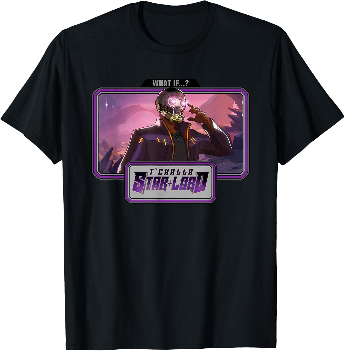 Marvel WHAT IF...? T'Challa Star-Lord Landscape T-Shirt - T-Shirt | Black