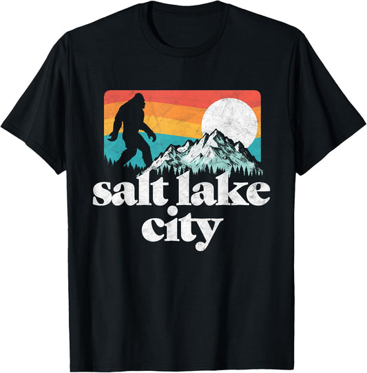 Salt Lake City Utah Bigfoot Mountains T-Shirt - T-Shirt | Black