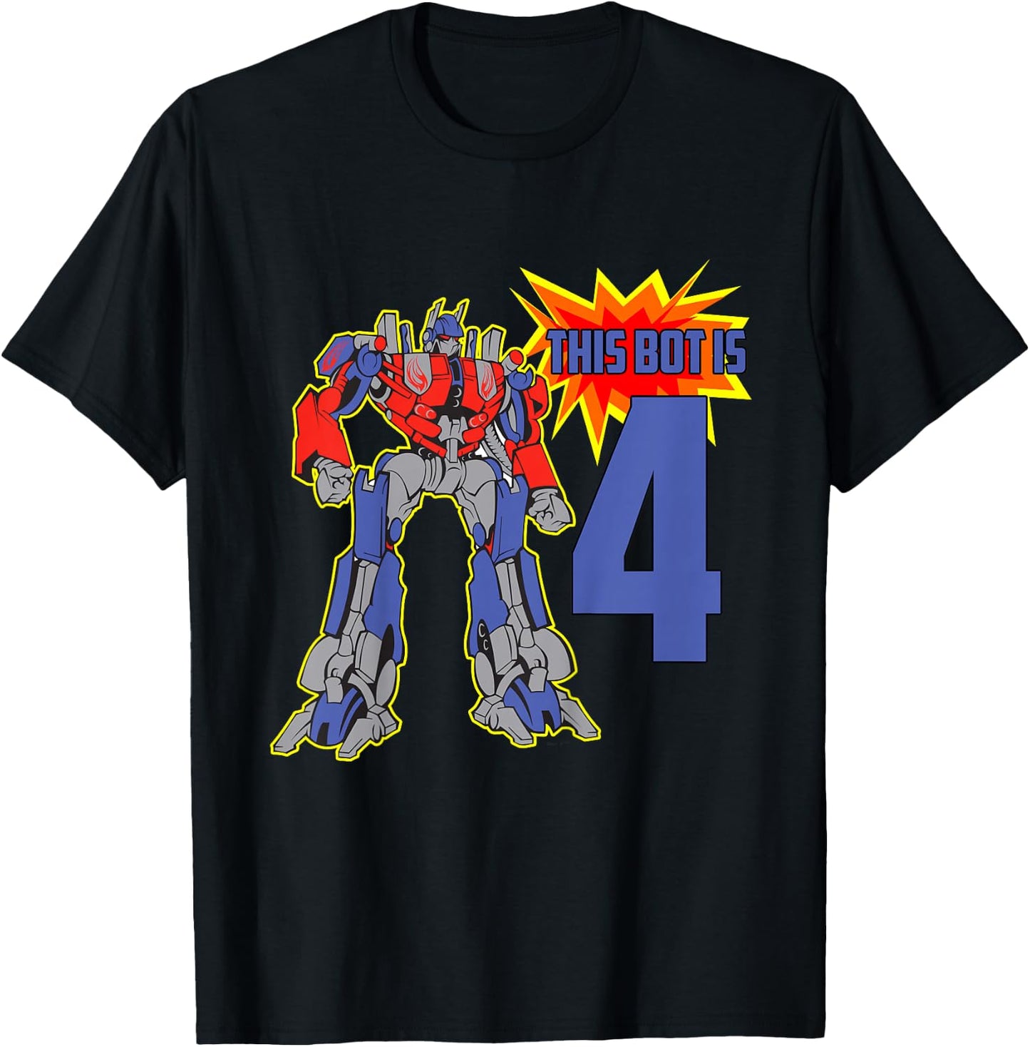 Robot Kid, Cute 4th Birthday Robots for Boys, Girls T-Shirt - T-Shirt | Black