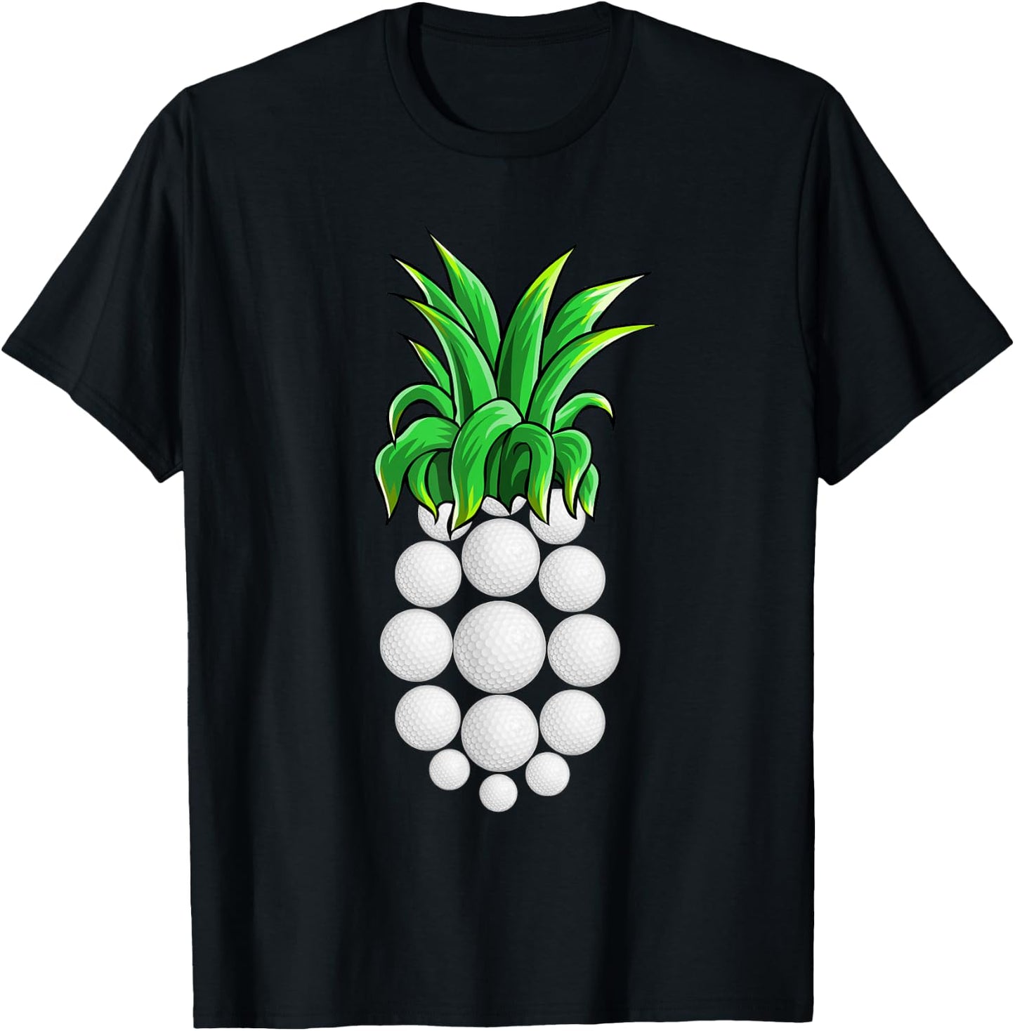 Pineapple Golf T Shirt Hawaiian Aloha Beach Gift Hawaii T-Shirt - T-Shirt | Black