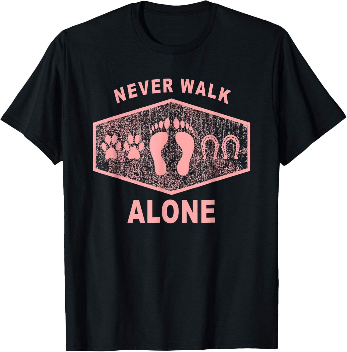 Never Walk Alone Horse, Dog and Rider Women Kids T-Shirt - T-Shirt | Black