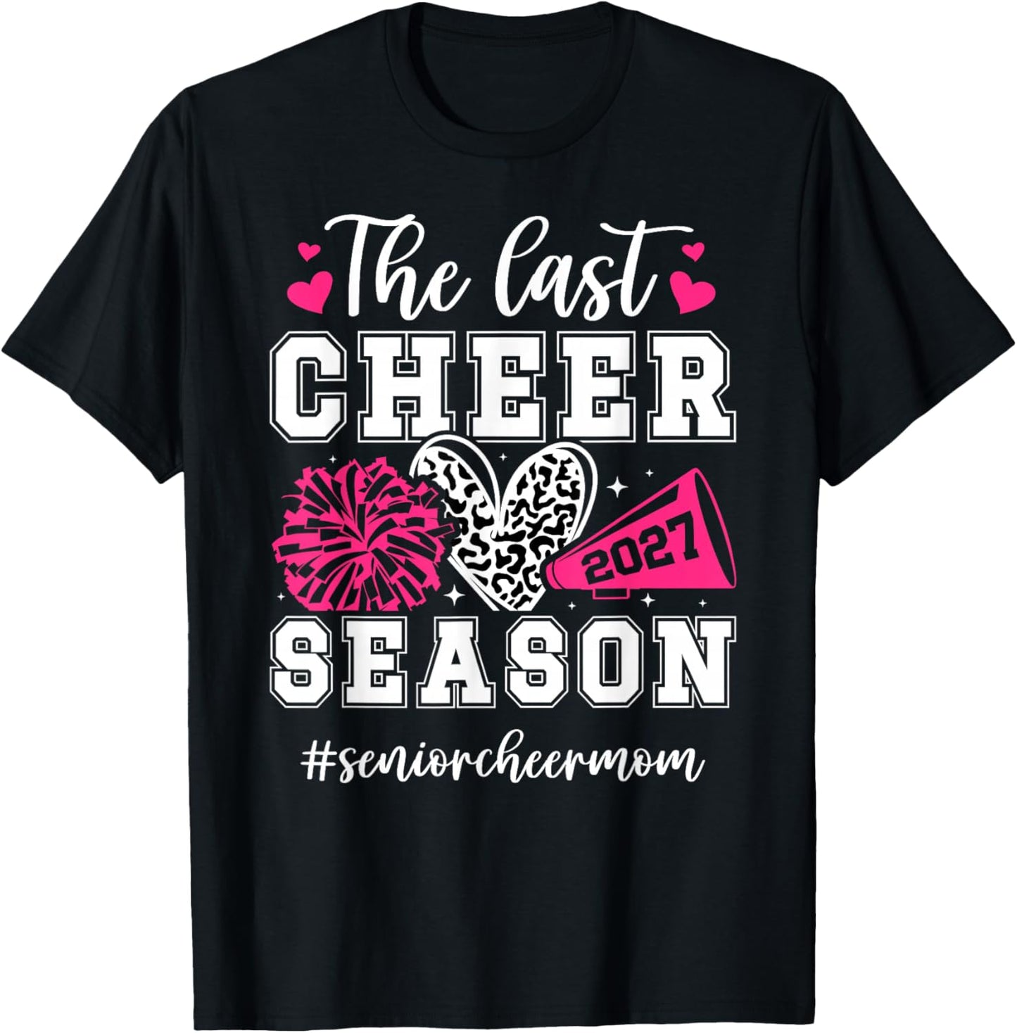 Proud Cheer Senior Mom of A Senior Cheerleader Mom 2027 T-Shirt - T-Shirt | Black