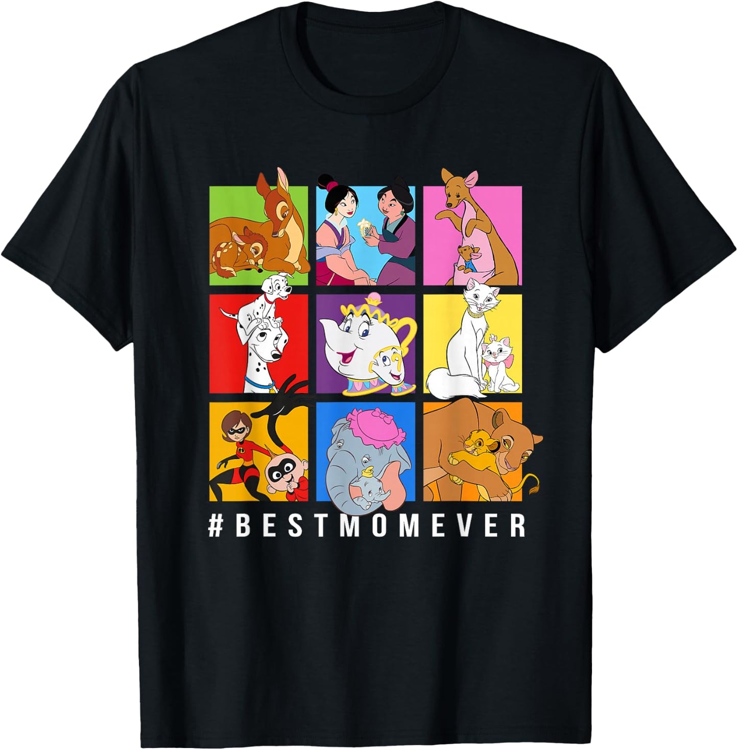 Disney Characters #BestMomEver Mother's Day Small T-Shirt - T-Shirt | Black