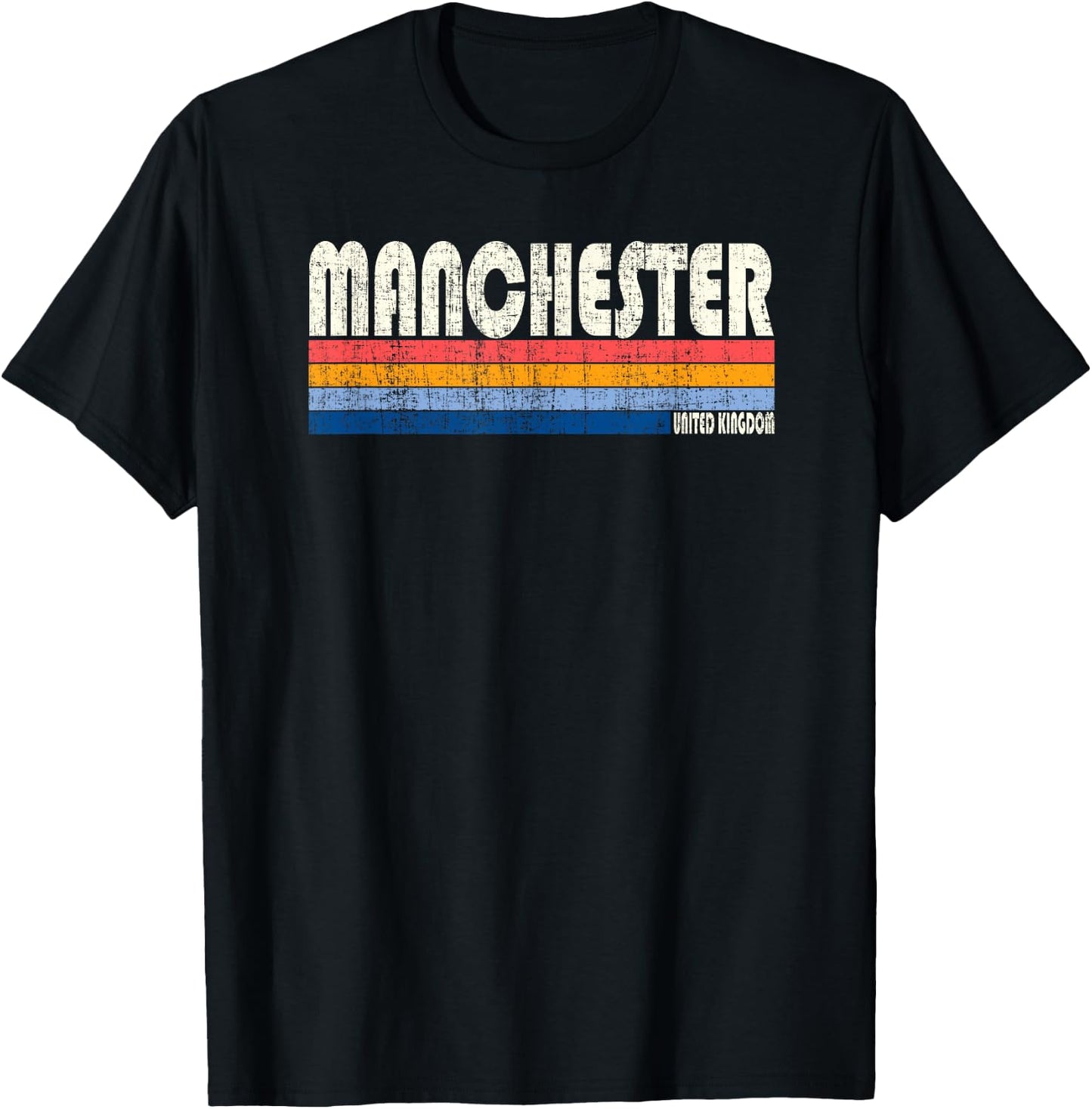 Vintage 70s United Kingdom, Manchester T-Shirt - T-Shirt | Black