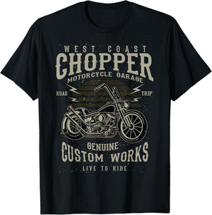 Berto Freimini West Coast Chopper Motorcycle Garage Vintage Biker Black Adults Classic Fit Short Sleeve T-Shirt - T-Shirt | Black