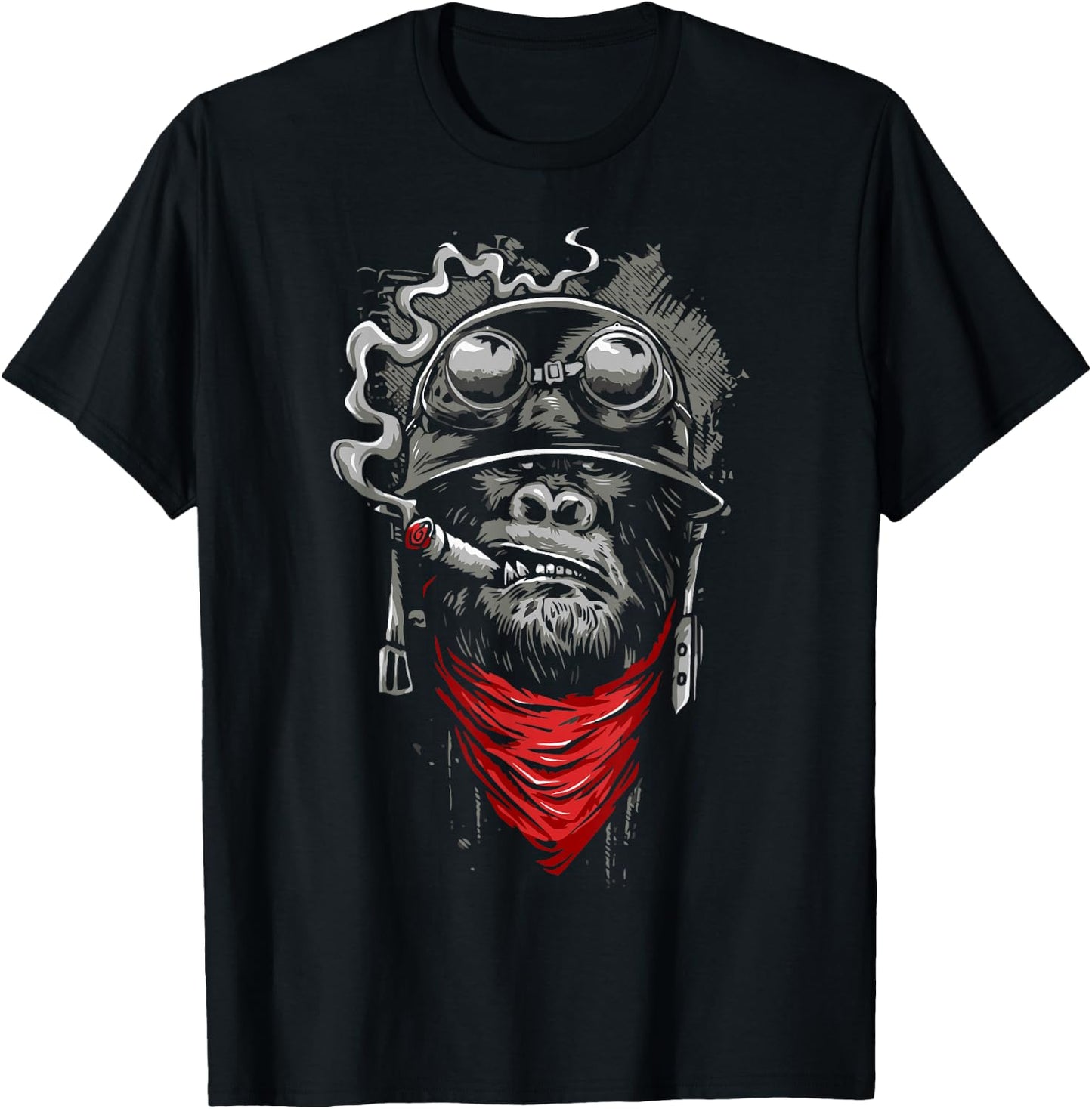 Gorilla Smoking A Cigar Smoker Gift Power Animal T-Shirt - T-Shirt | Black