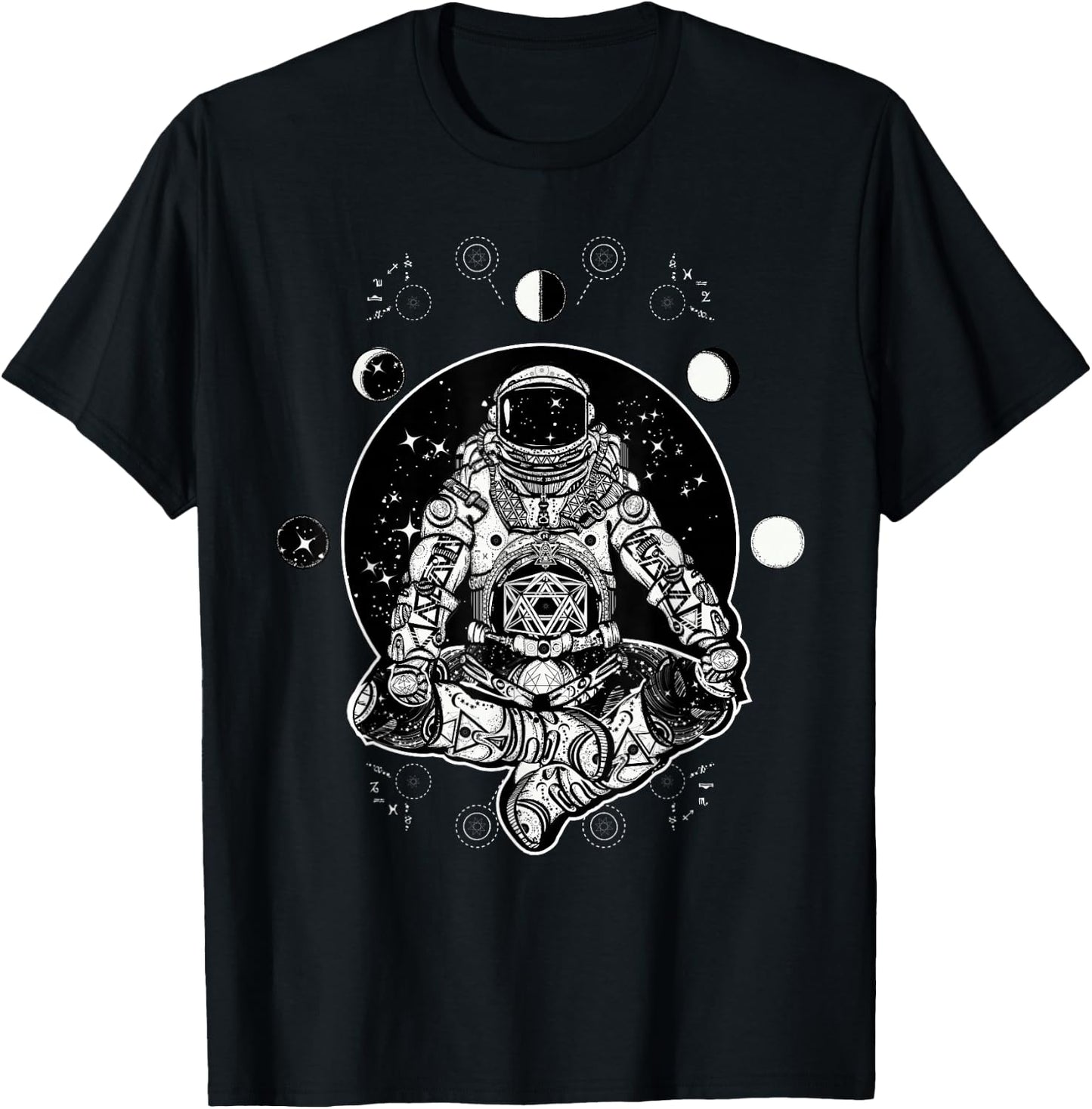 Future Astronaut - Moon Phases Zen Psychonaut T-Shirt - T-Shirt | Black
