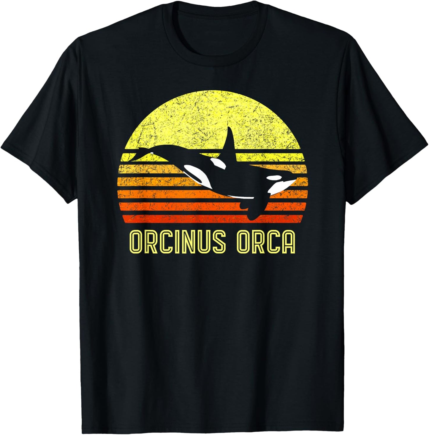 Orca Killer Whale Dolphin Marine Science Biologist Retro Sun T-Shirt - T-Shirt | Black
