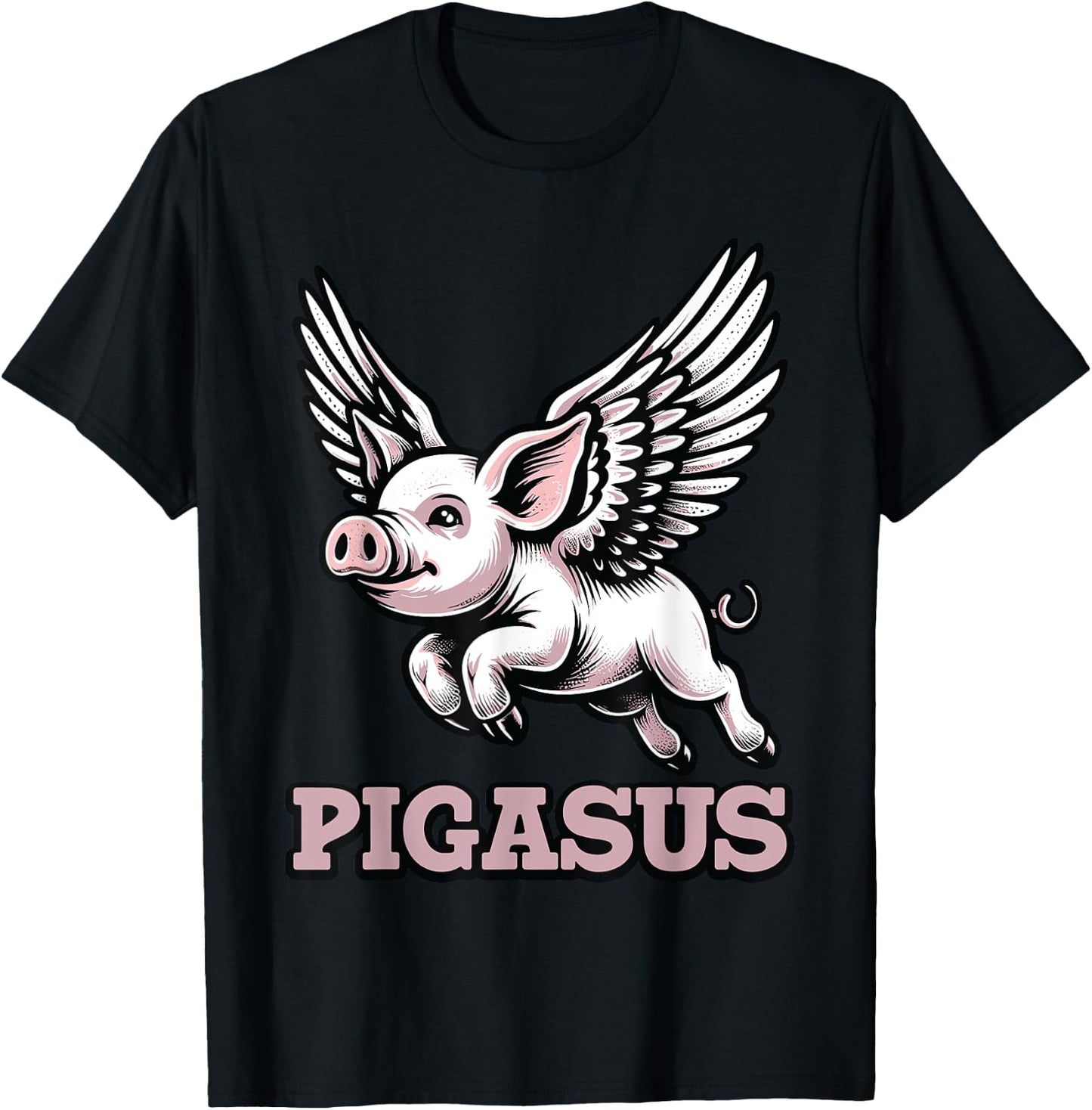 Pigasus Flying Pig Animal Mythical Pig Lover T-Shirt - T-Shirt | Black