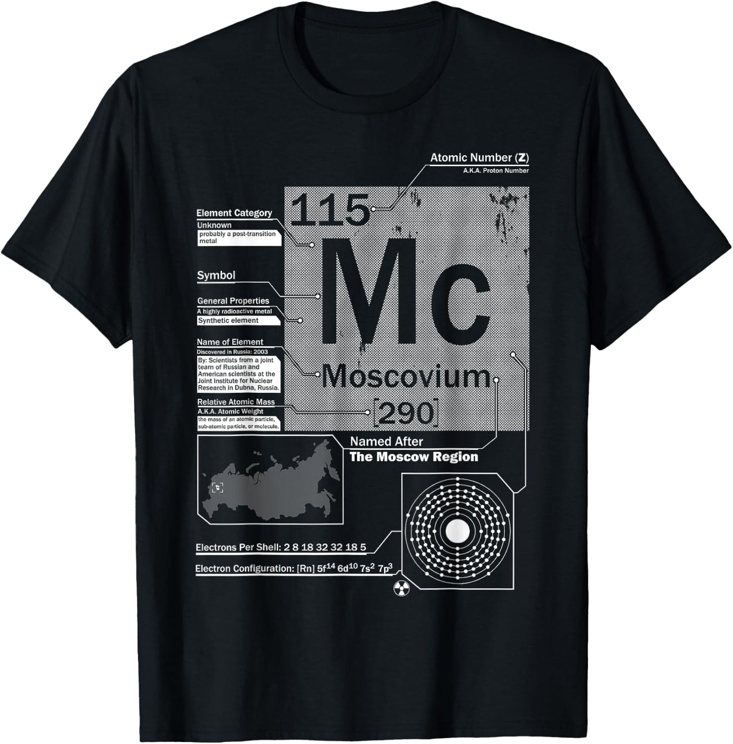 Moscovium (Mc) Element 115 | Science Chemistry T-Shirt - T-Shirt | Black