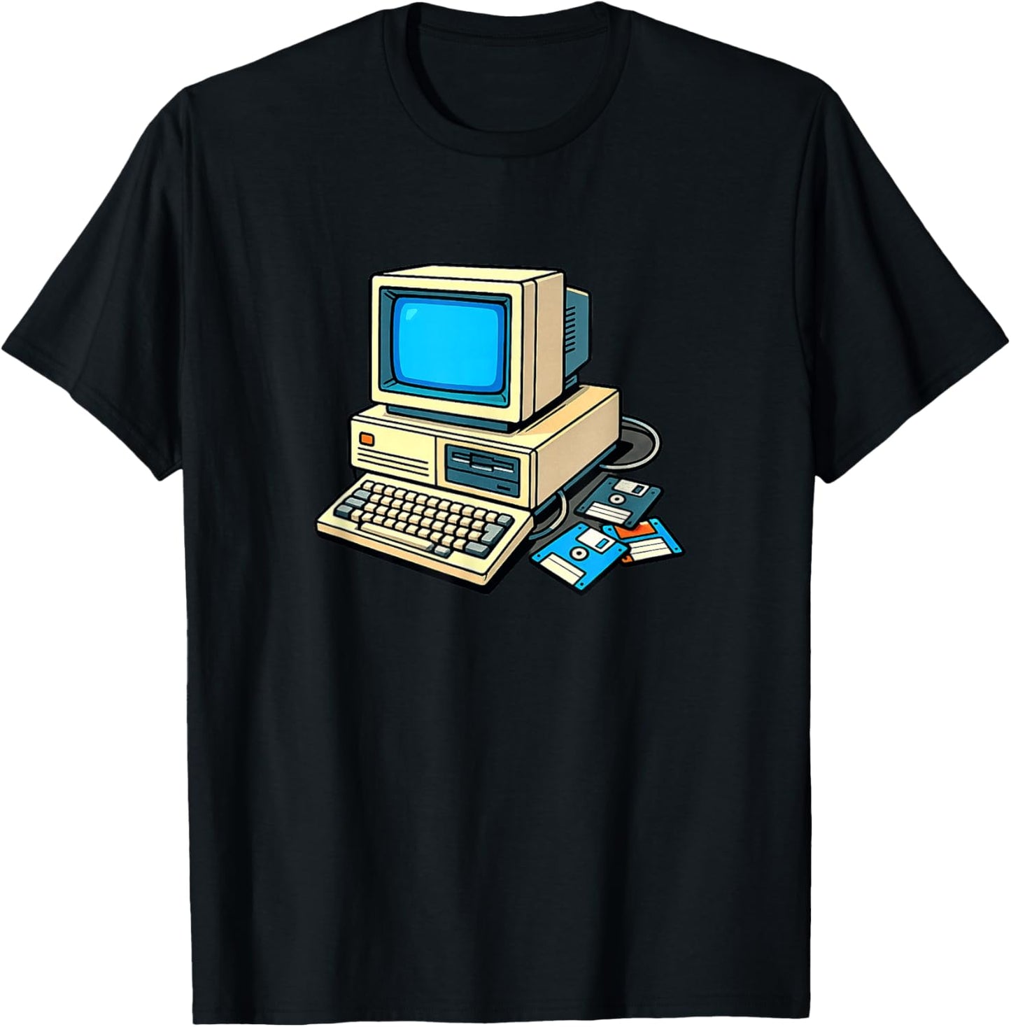 Retro Computer - Vintage Tech - 1980's Computer Setup T-Shirt - T-Shirt | Black