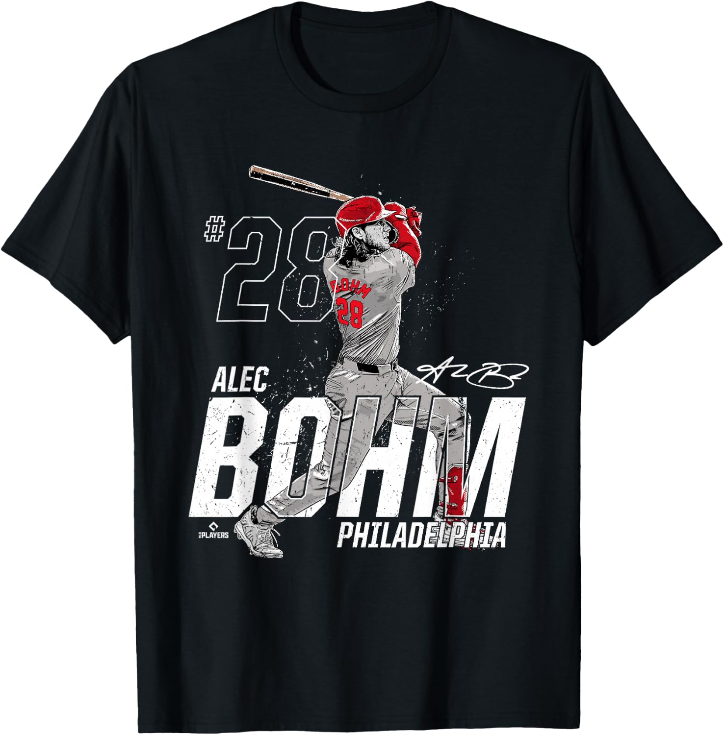 Dynamic Pose Alec Bohm Philadelphia Baseball MLBPA T-Shirt - T-Shirt | Black
