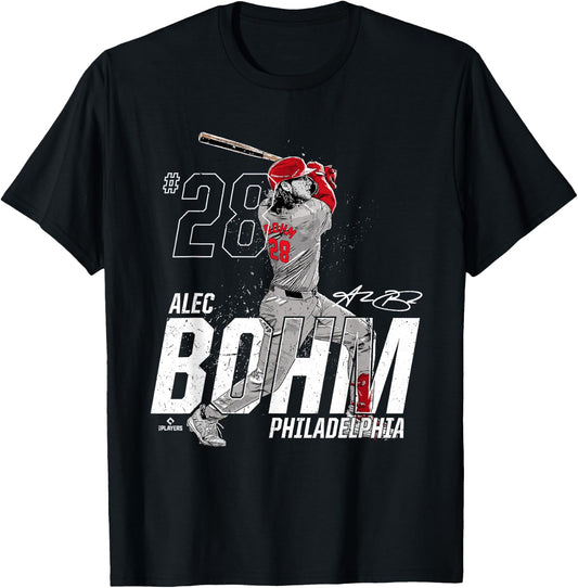 Dynamic Pose Alec Bohm Philadelphia Baseball MLBPA T-Shirt - T-Shirt | Black