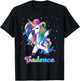 CADENCE Name Personalized Custom Rainbow Unicorn Dabbing T-Shirt - T-Shirt | Black