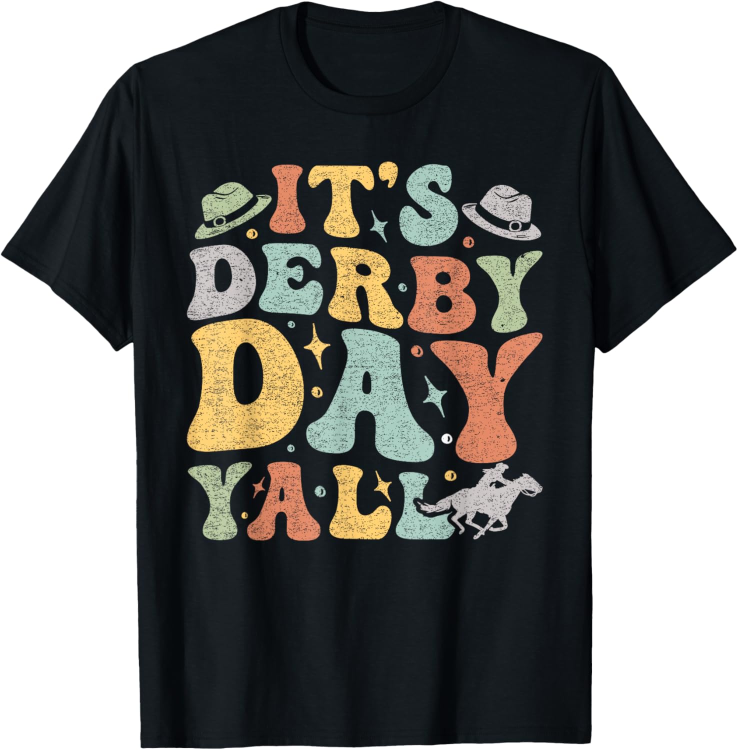 Groovy Horse Racing Derby Day Costume KY Sports Lovers T-Shirt - T-Shirt | Black