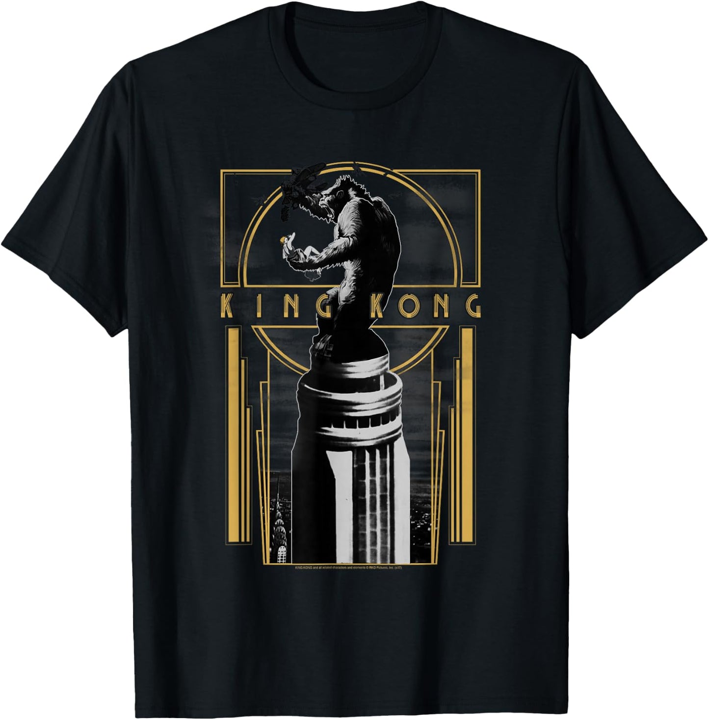 Warner Bros. King Kong Deco Grey Cotton Polyester Blend Regular Fit Short Sleeve , Small, -Adults, Women, Casual, Spring, Summer T-Shirt - T-Shirt | Black