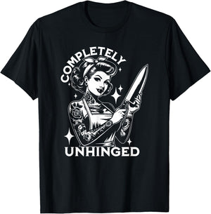 Completely Unhinged, Retro Unhinged Girl, Vintage Tattoo T-Shirt - T-Shirt | Black