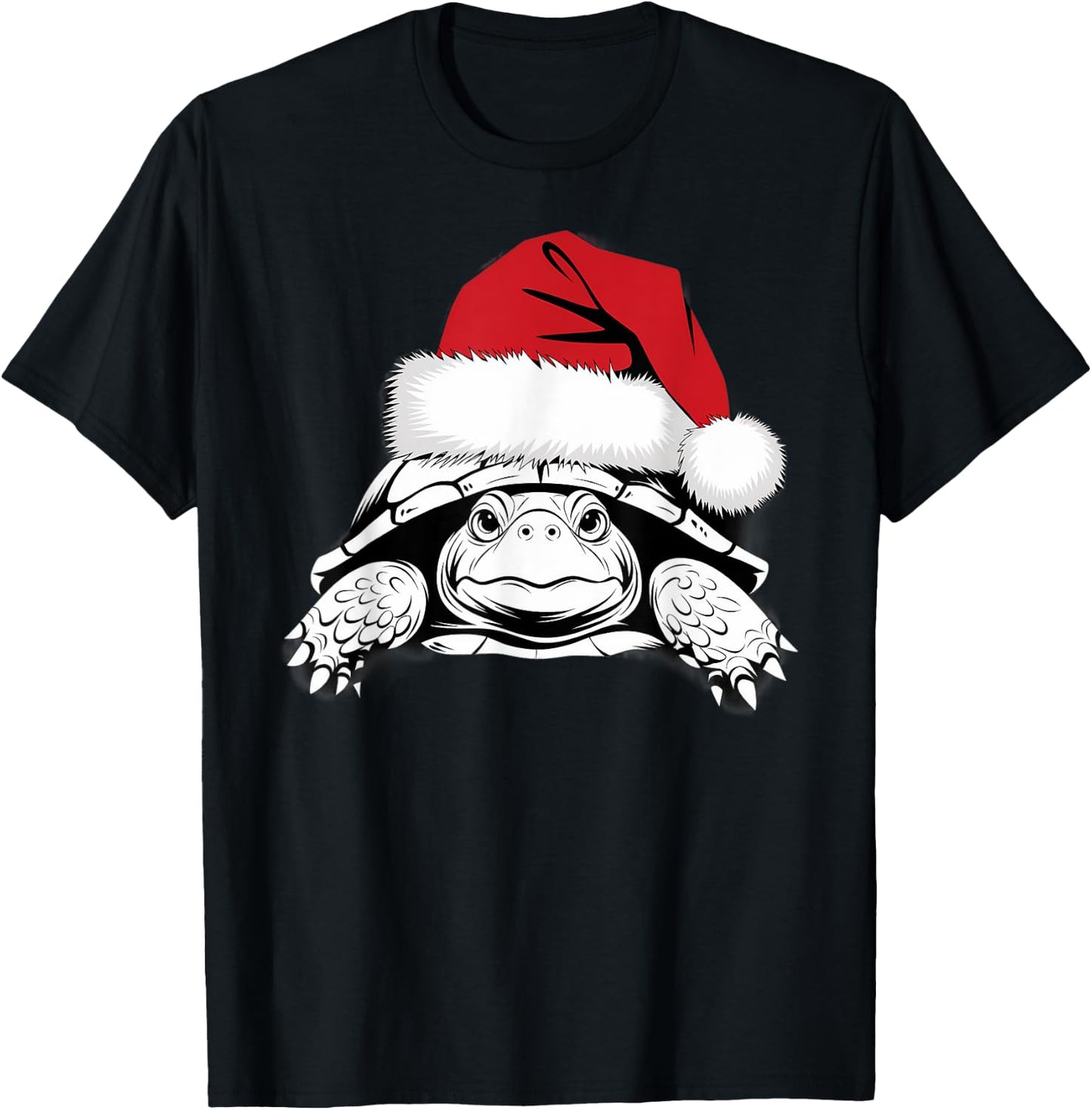 Funny Santa Turtle on Marry Christmas Turtle T-Shirt - T-Shirt | Black