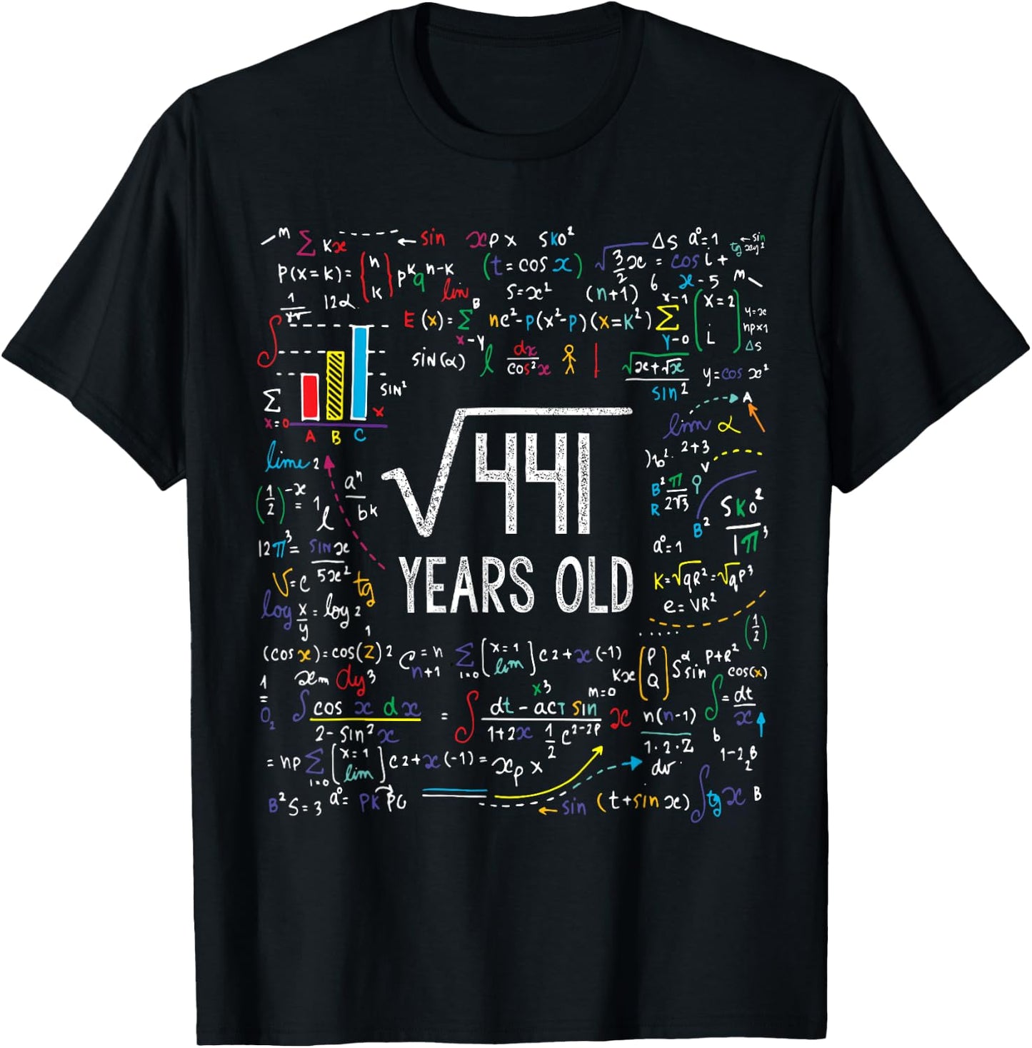 Square Root Of 441 21st Birthday 21 Year Old Gifts Math Bday T-Shirt - T-Shirt | Black