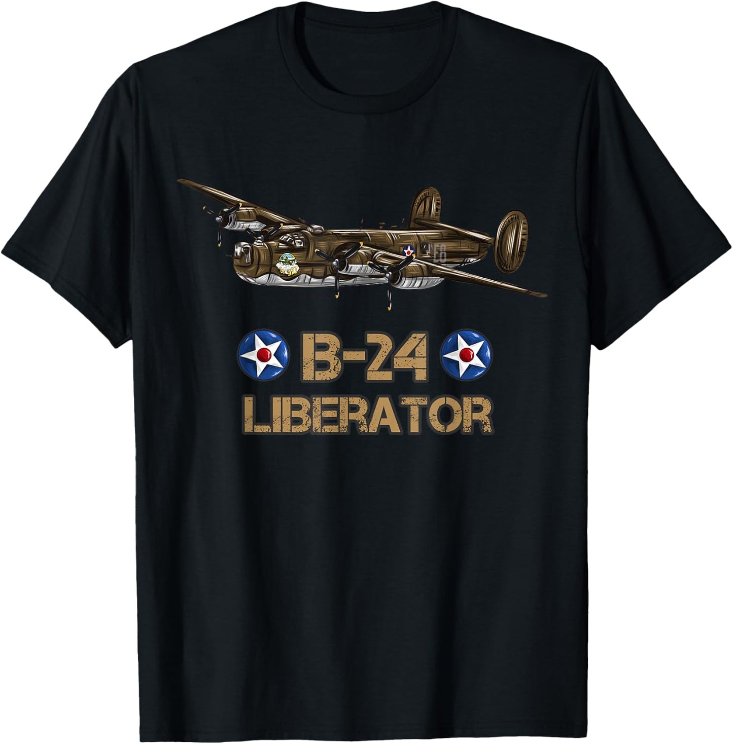 WW2 Aviation B-24 Liberator American Heavy Bomber Gift T-Shirt - T-Shirt | Black
