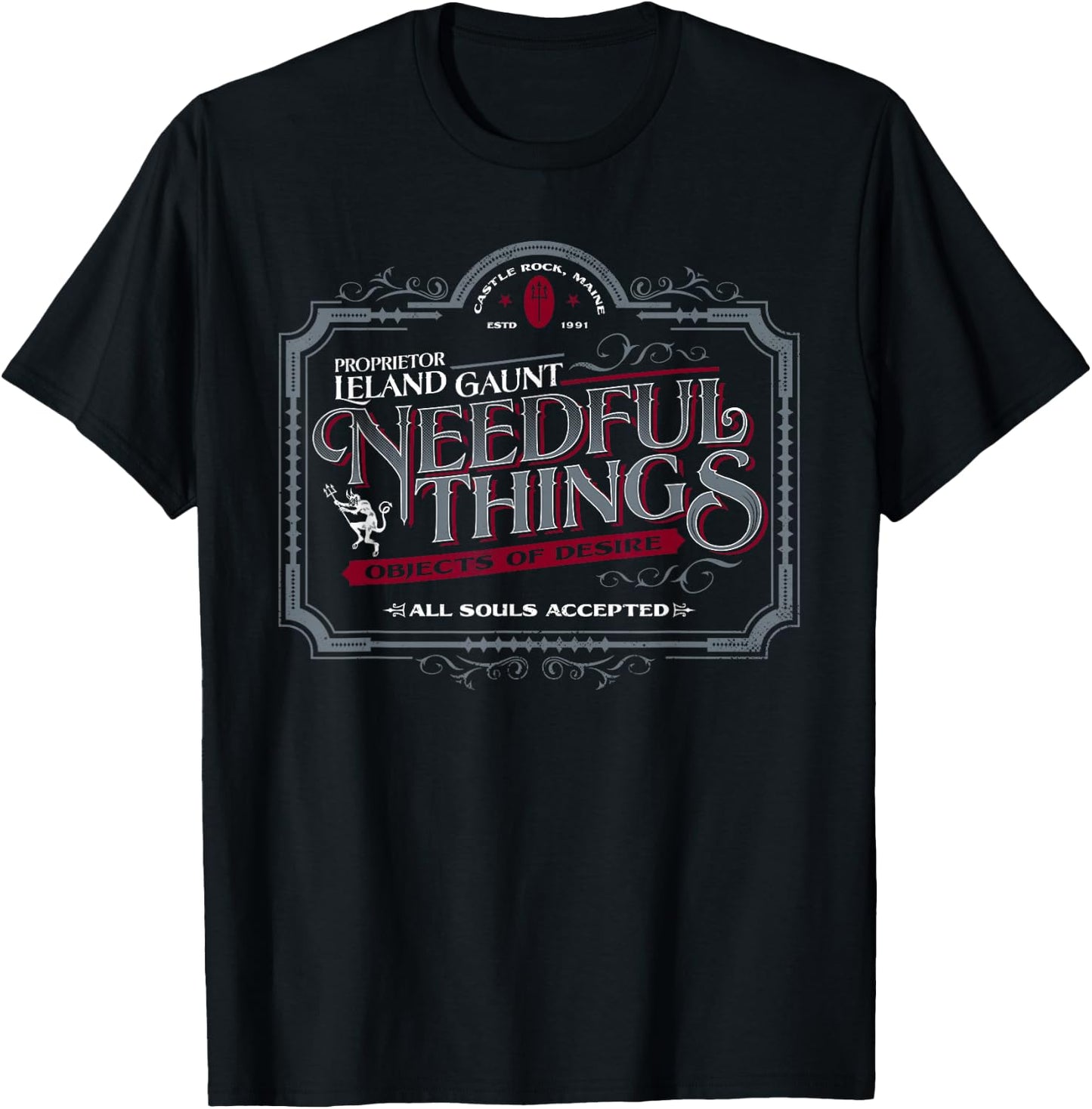 Gothic Horror Graphic Logo | Needful Things Devil T-Shirt - T-Shirt | Black