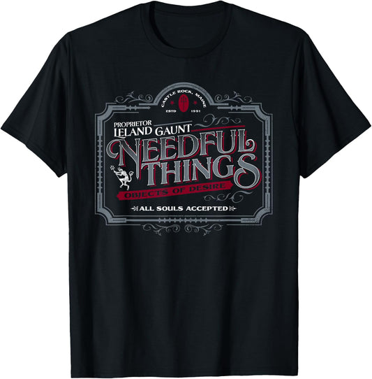 Gothic Horror Graphic Logo | Needful Things Devil T-Shirt - T-Shirt | Black