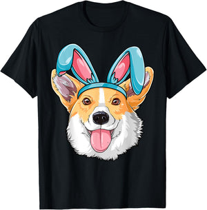 Corgi Easter Bunny Boys Girls Kids Men Women Dog Lover Gifts T-Shirt - T-Shirt | Black