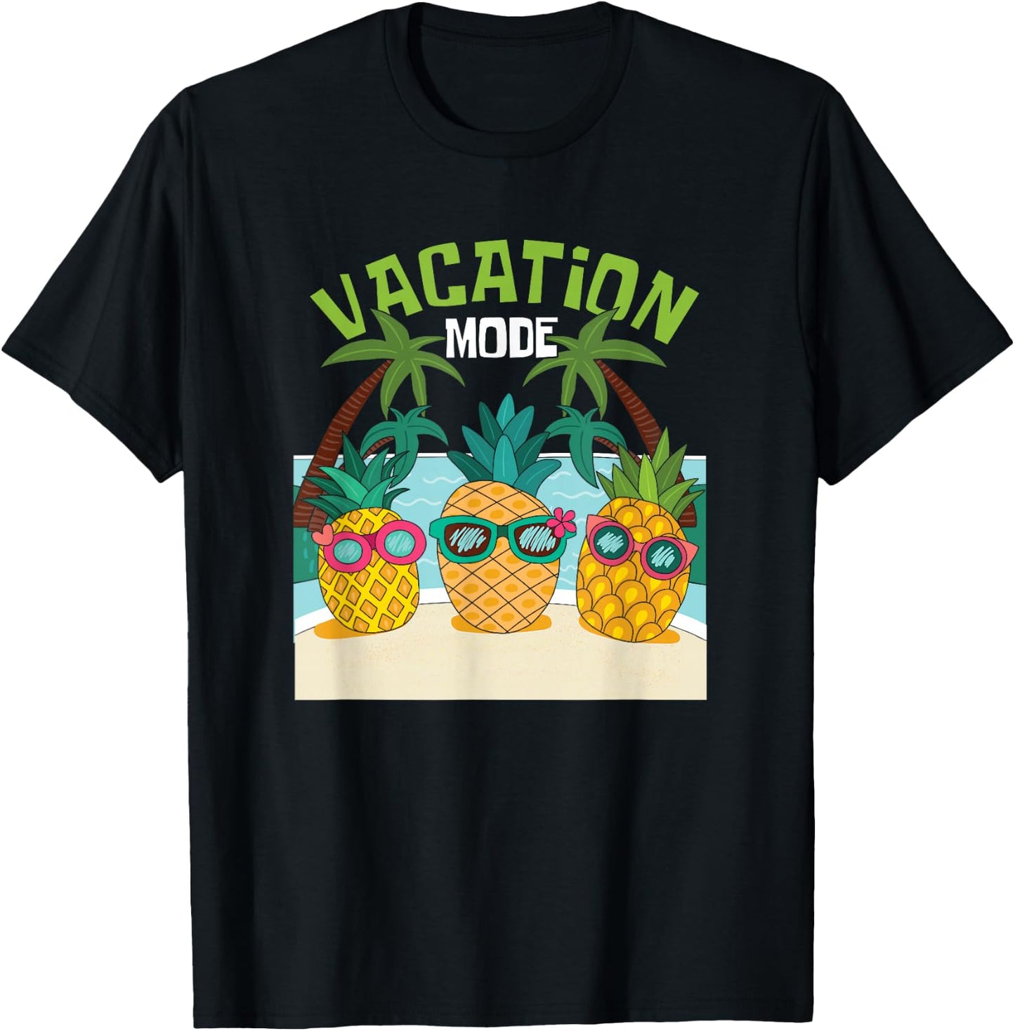 Cool Pineapple Summer Holiday Beach Swimming Party Theme T-Shirt - T-Shirt | Black