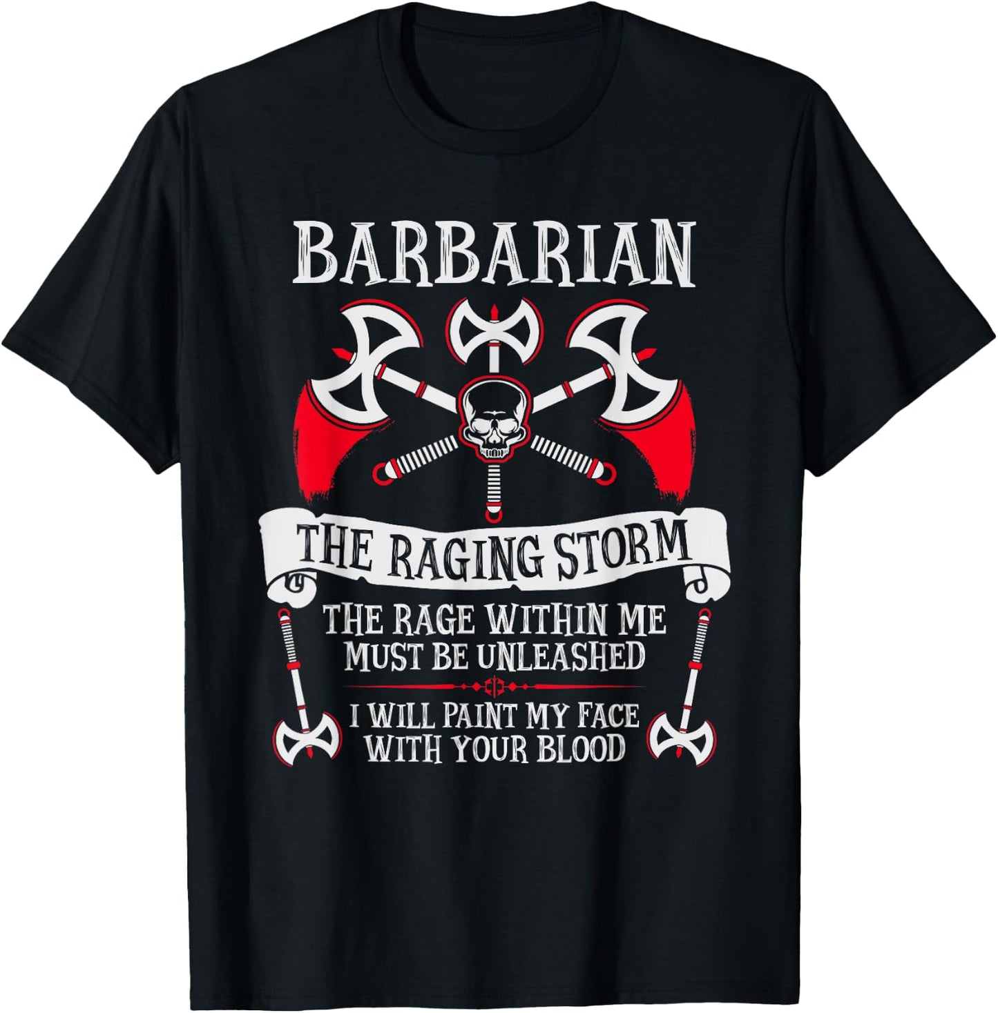The Barbarian - Fantasy, RPG, Tabletop RPG, TTRPG, D20 T-Shirt - T-Shirt | Black