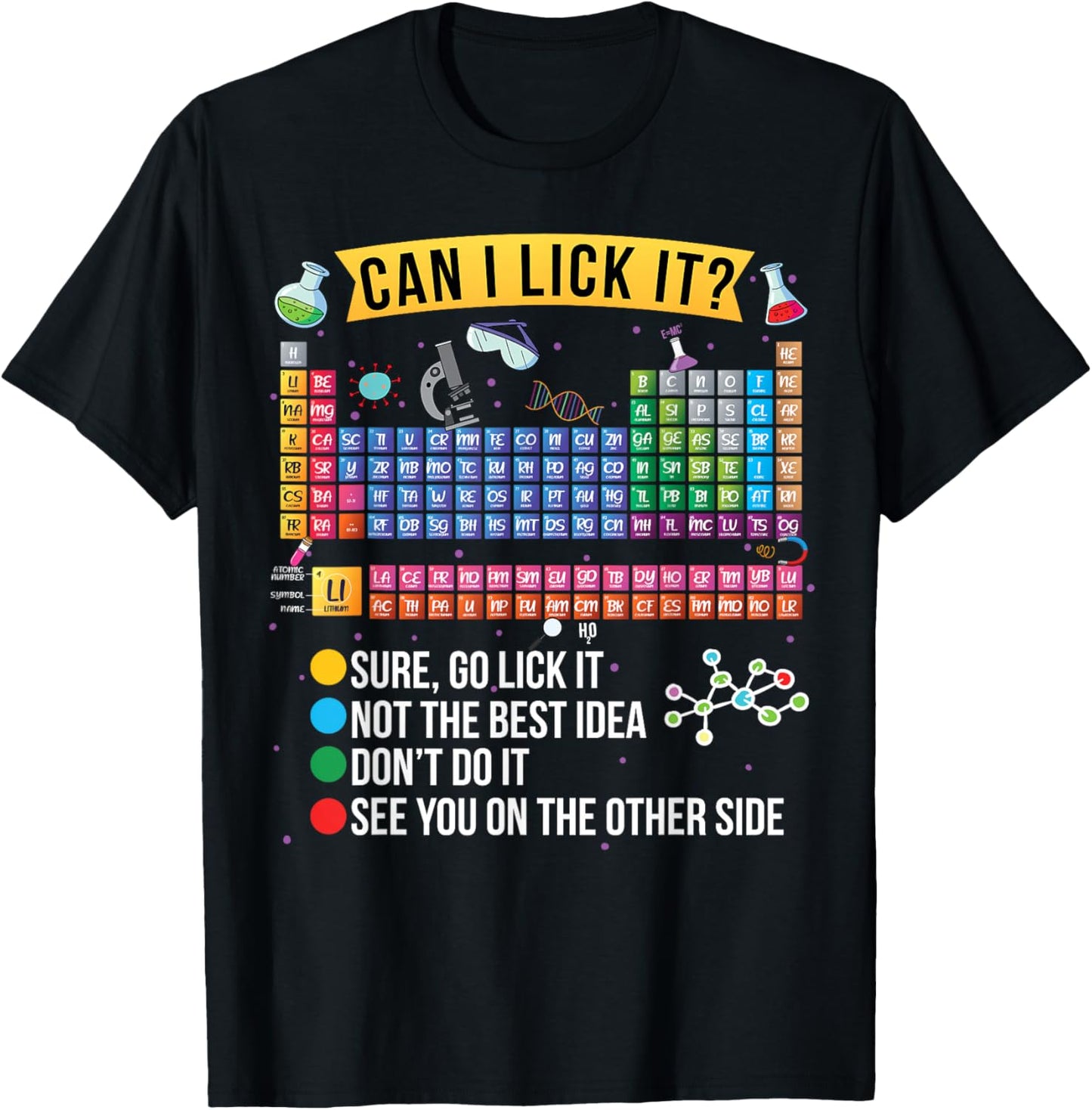 Can I Lick It Periodic Table Funny Science Chemistry Teacher T-Shirt - T-Shirt | Black