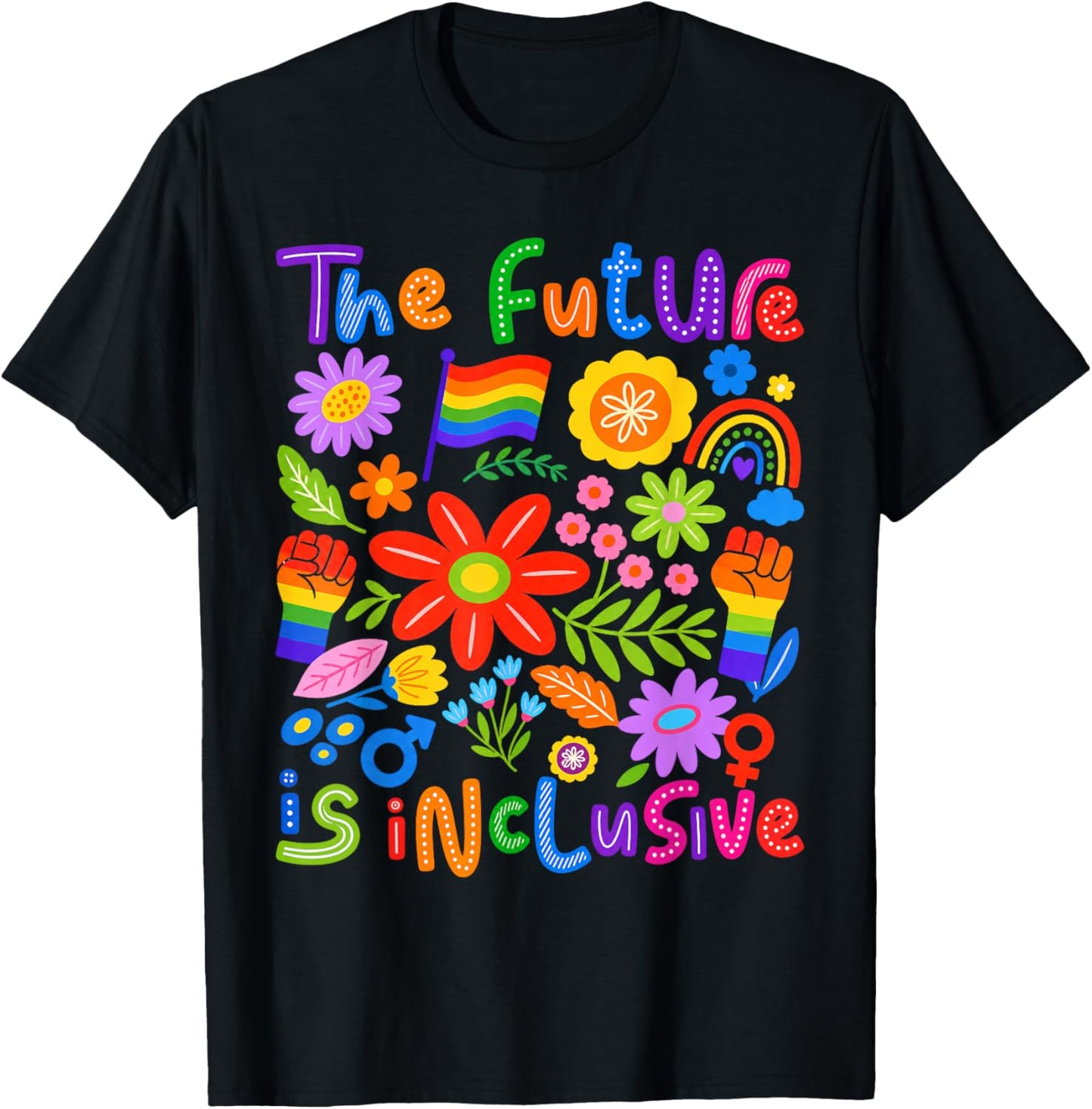 Future is Inclusive Floral Pride Toddler Kids T-Shirt - T-Shirt | Black