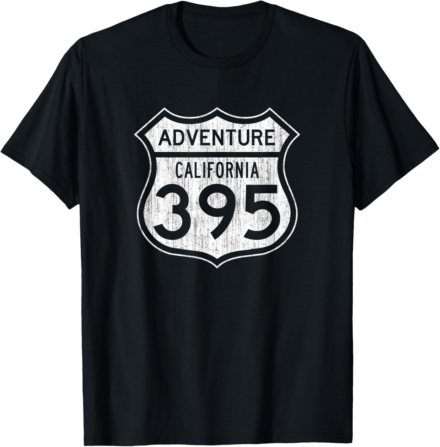 California Highway 395 - Hiking Fishing Climbing Adventure T-Shirt - T-Shirt | Black