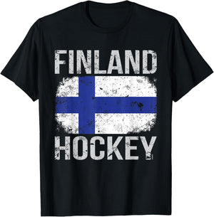 Finland Hockey, Finnish Flag T-Shirt - T-Shirt | Black
