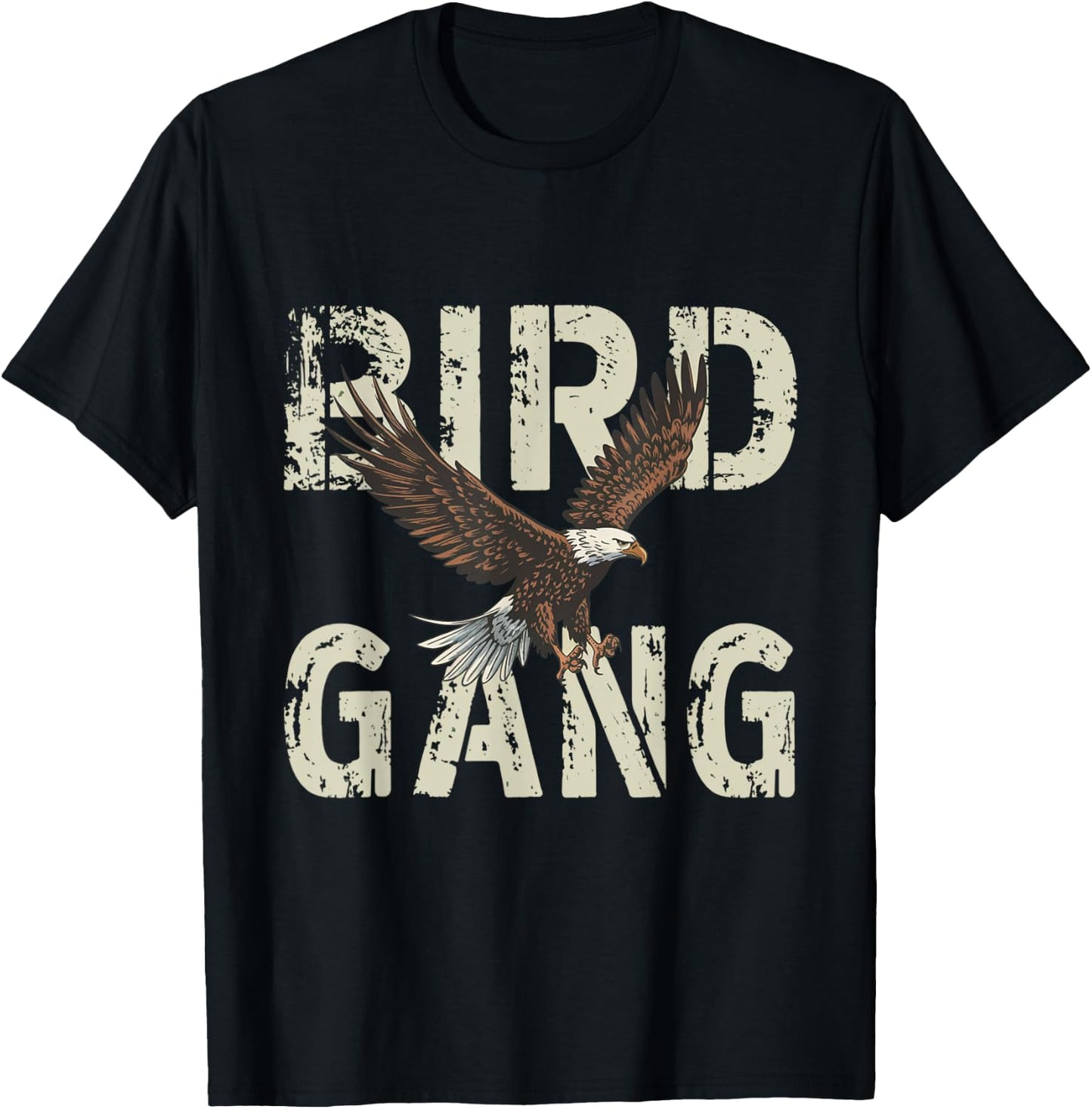 Bird Gang Eagles Flying Design T-Shirt - T-Shirt | Black