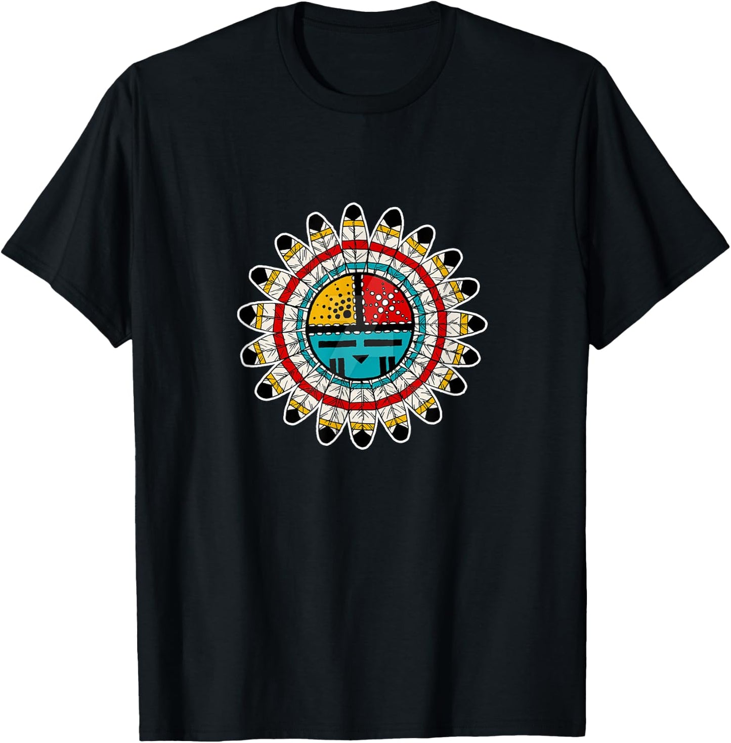Hopi Kachina Native American , -Adults, Black, Small, Short Sleeve, Modern Graphic T-Shirt - T-Shirt | Black