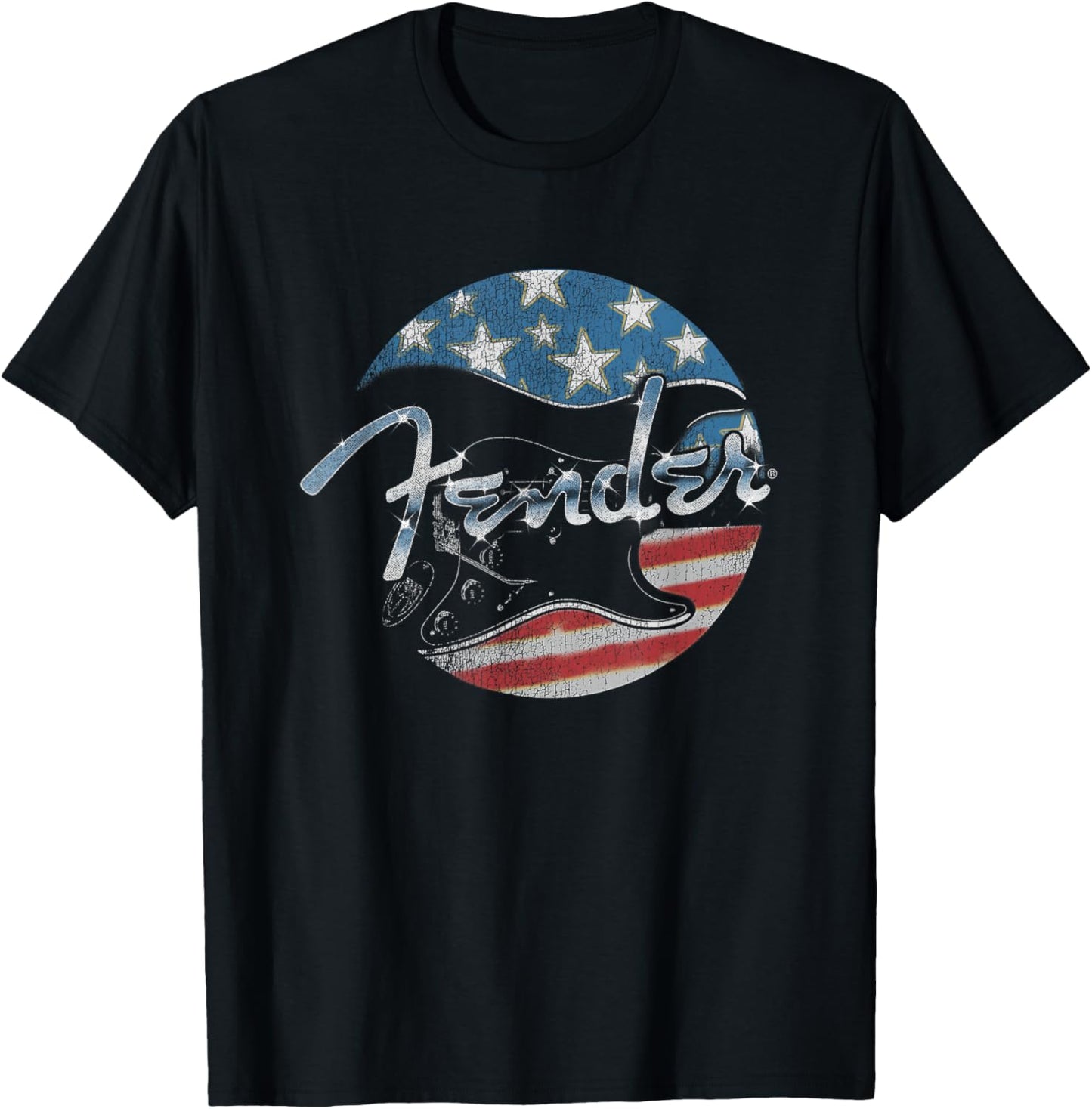 Fender 4th of July Red White & Rock Vintage Badge T-Shirt - T-Shirt | Black