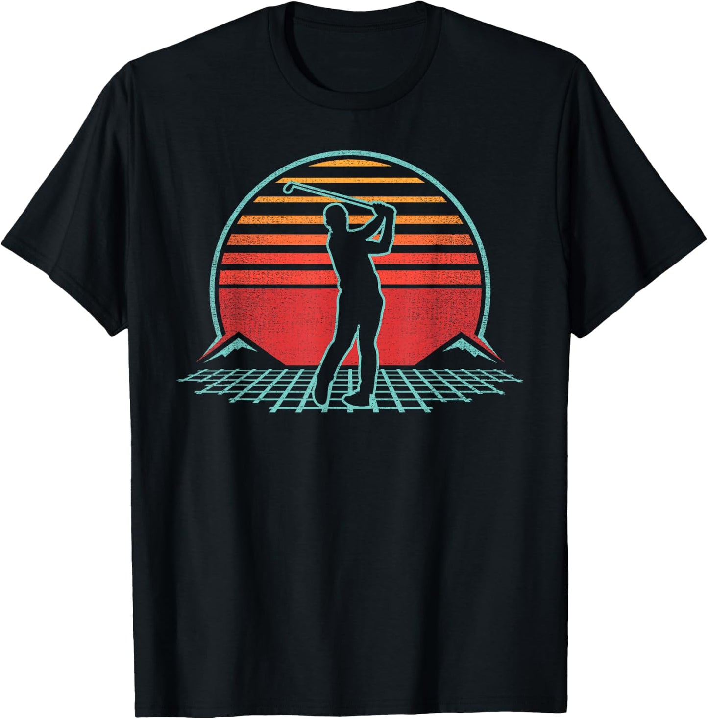 Golf Retro Vintage 70s 80s Style Golfer Player Gift T-Shirt - T-Shirt | Black