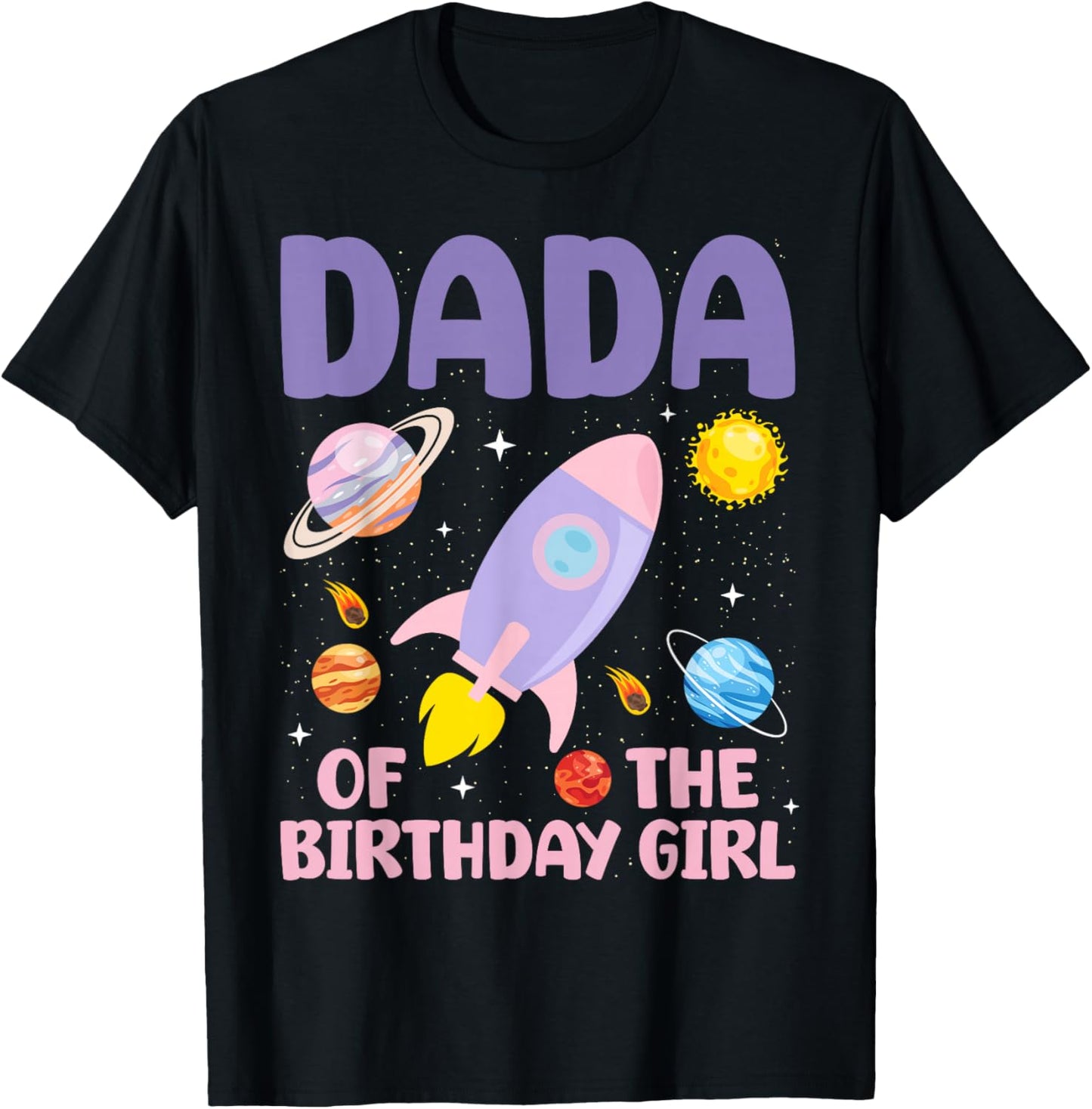 Two The Moon Dada Of the Birthday Girl Astronaut Family T-Shirt - T-Shirt | Black